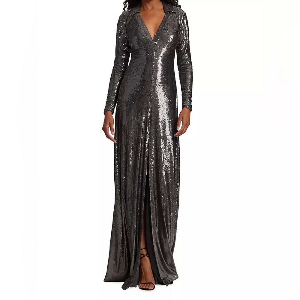 NWTs Halston Fiona Evening Dress in color Steel